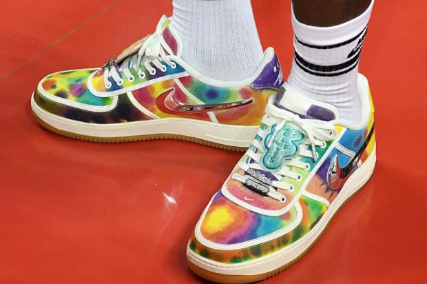 LeBron James Steps Out In Travis Scott x Nike AF1 Low Tie-Dye Customs